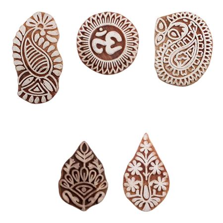 Set of 5 Piece New Mix Wooden Printing Blocks